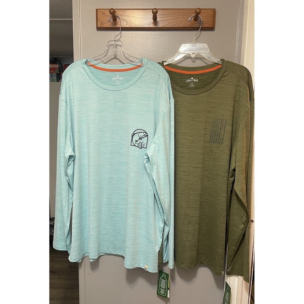 Lake & Trail Lot Of 2 Long Sleeve Performance Shirts Men's 2XL Cool Light